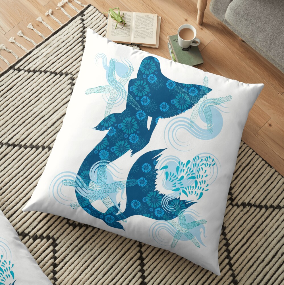 Mermaid Starfish Underwater Floor Pillow