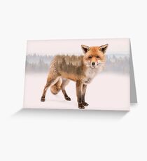 Fox Double Exposure Greeting Card