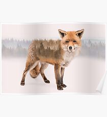 Fox Double Exposure Poster