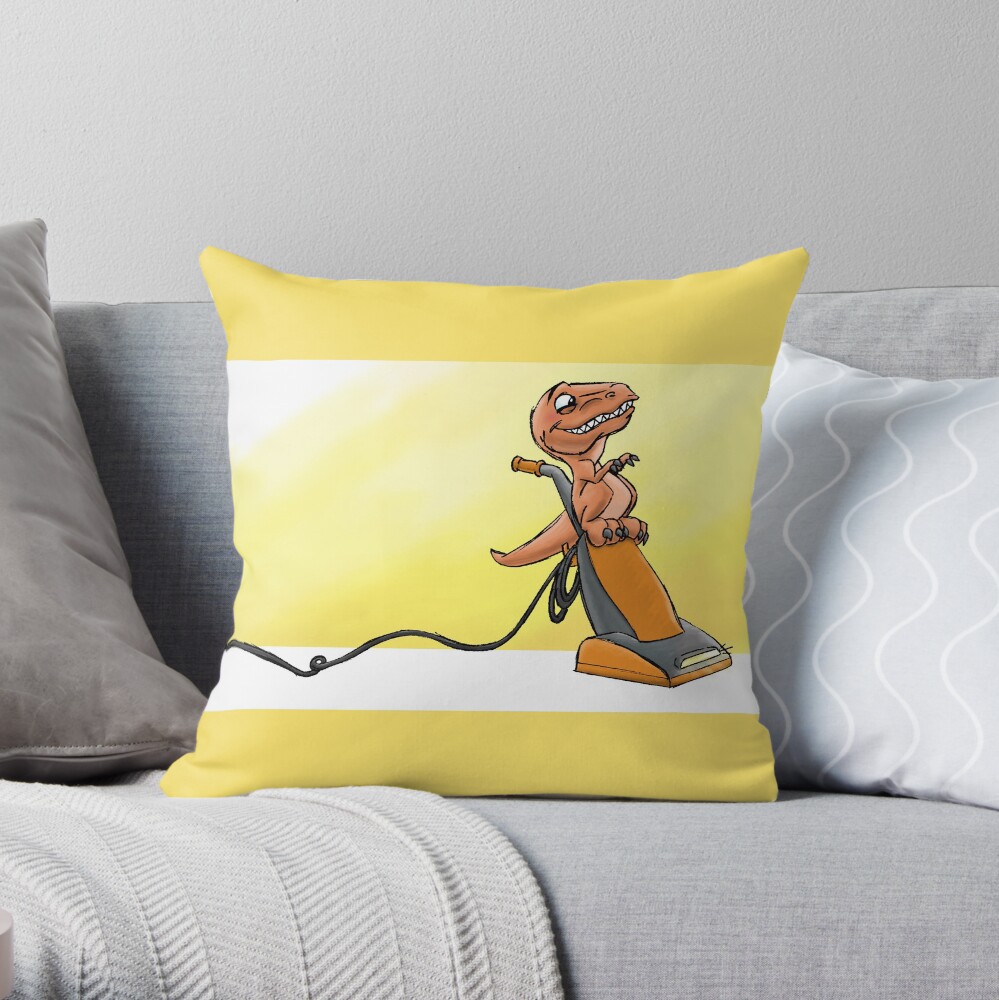 Raptor Vacuum Ride! from Mom Needs a Dinosaur! Book Throw Pillow