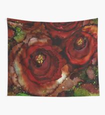 Big Red Blooming Roses Wall Tapestry