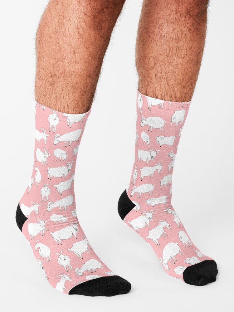 Alternate view of Goats playing - Pink Socks
