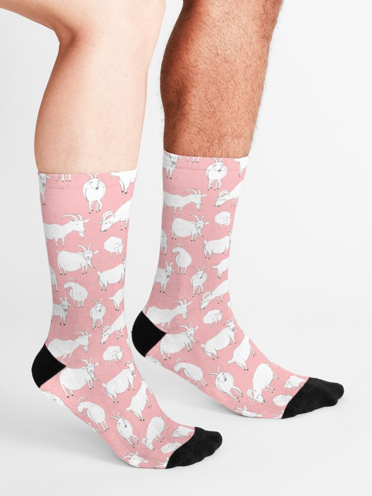Alternate view of Goats playing - Pink Socks