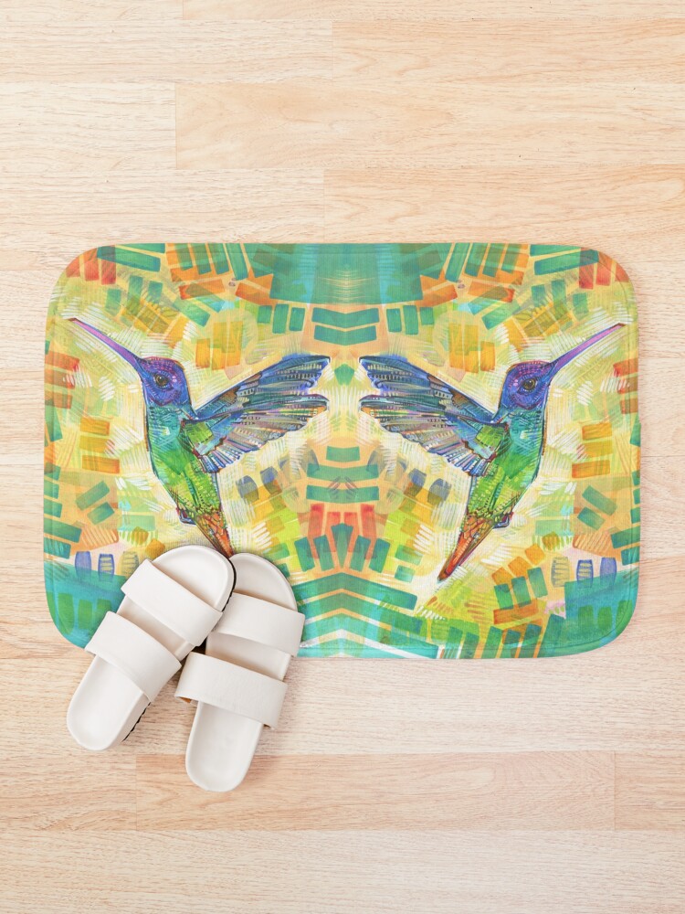 Alternate view of Golden-tailed sapphire hummingbird painting - 2016 Bath Mat