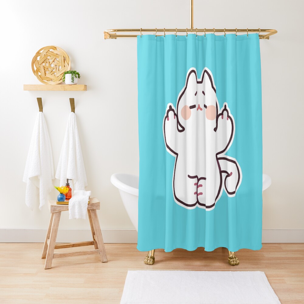 Meditating "F**K YOU" Cat Shower Curtain