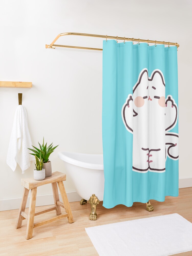 Alternate view of Meditating "F**K YOU" Cat Shower Curtain