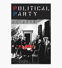 Political Party! shirt (and other items available too) - Choose shirt style/color! (tshirt with red solo solos, shades, beer pong) Photographic Print