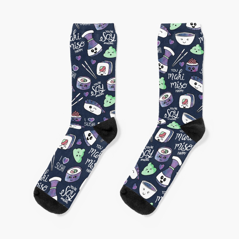 Galaxy Sushi on Dark Blue Socks