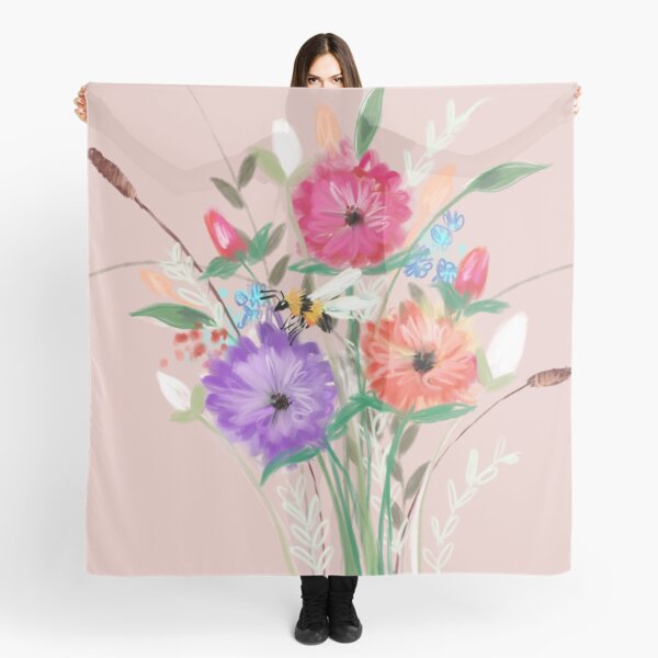 Rose Gold Floral Bouquet Scarf