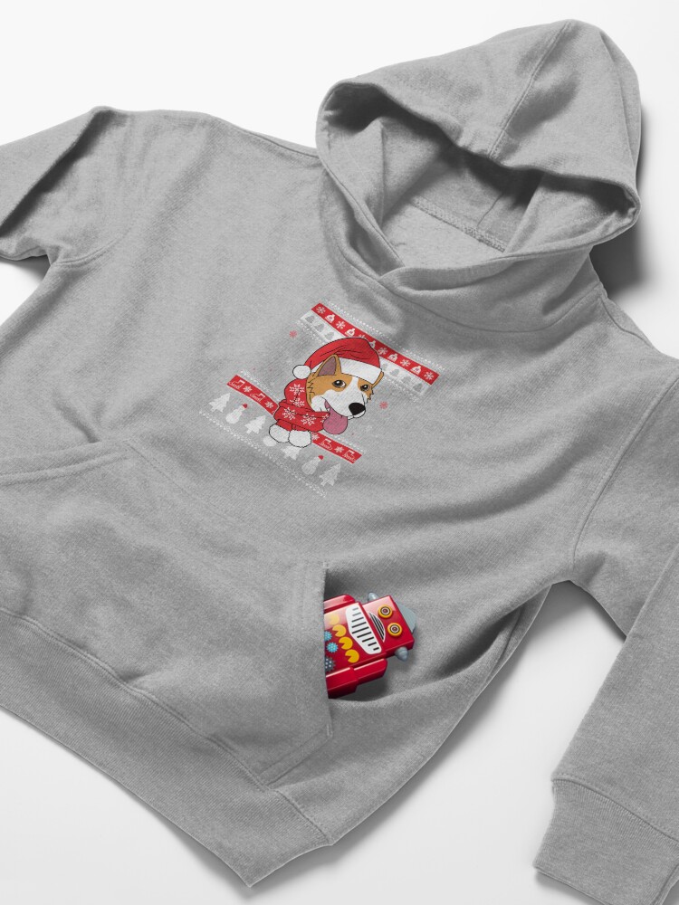 Alternate view of Corgi Ugly Christmas Kids Pullover Hoodie