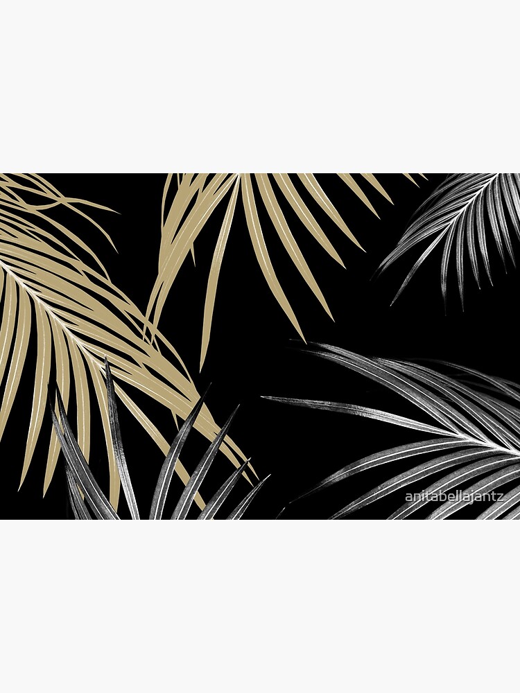 Gold Gray Palm Leaves Dream #1 #tropical #decor #art by anitabellajantz