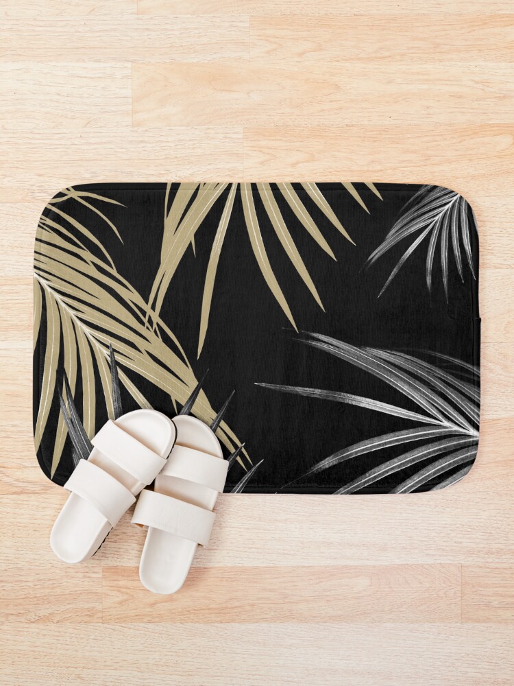 Alternate view of Gold Gray Palm Leaves Dream #1 #tropical #decor #art Bath Mat