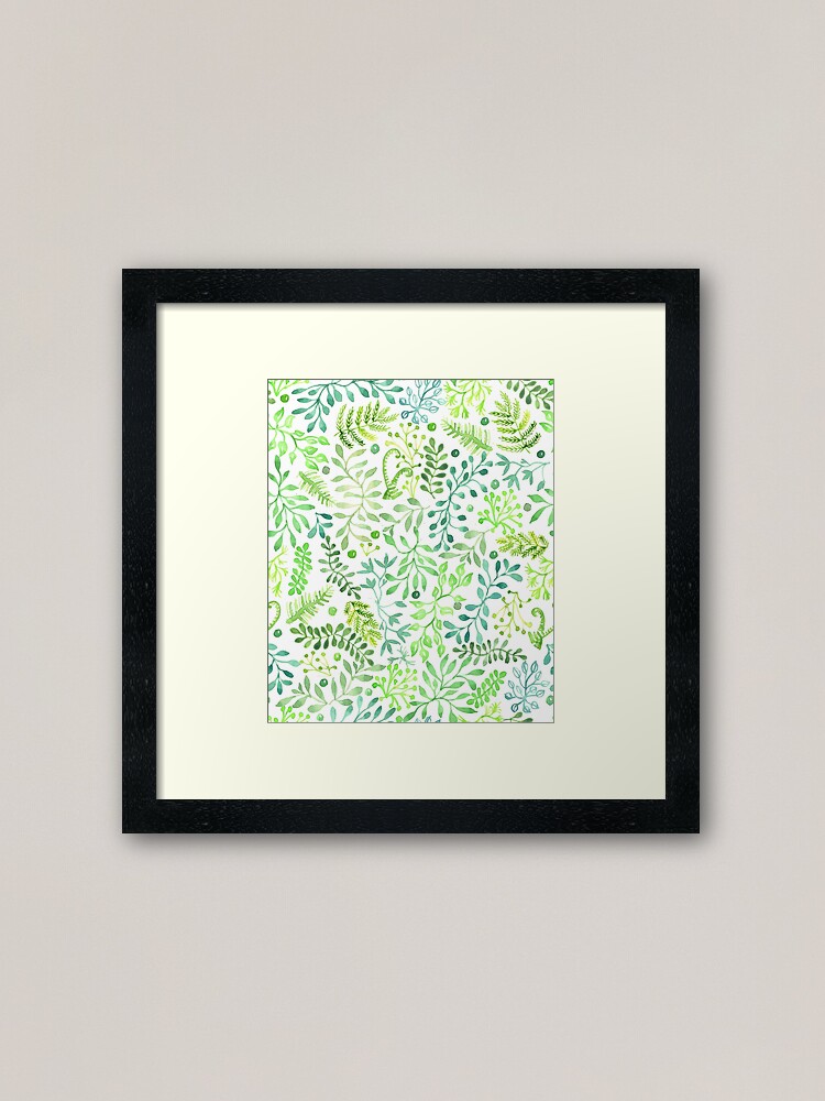 Alternate view of Watercolor Green Leaves and Foliage Framed Art Print