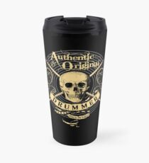DRUMMER Skull with Drum Sticks Beats Are My Business Drumming Design Travel Mug