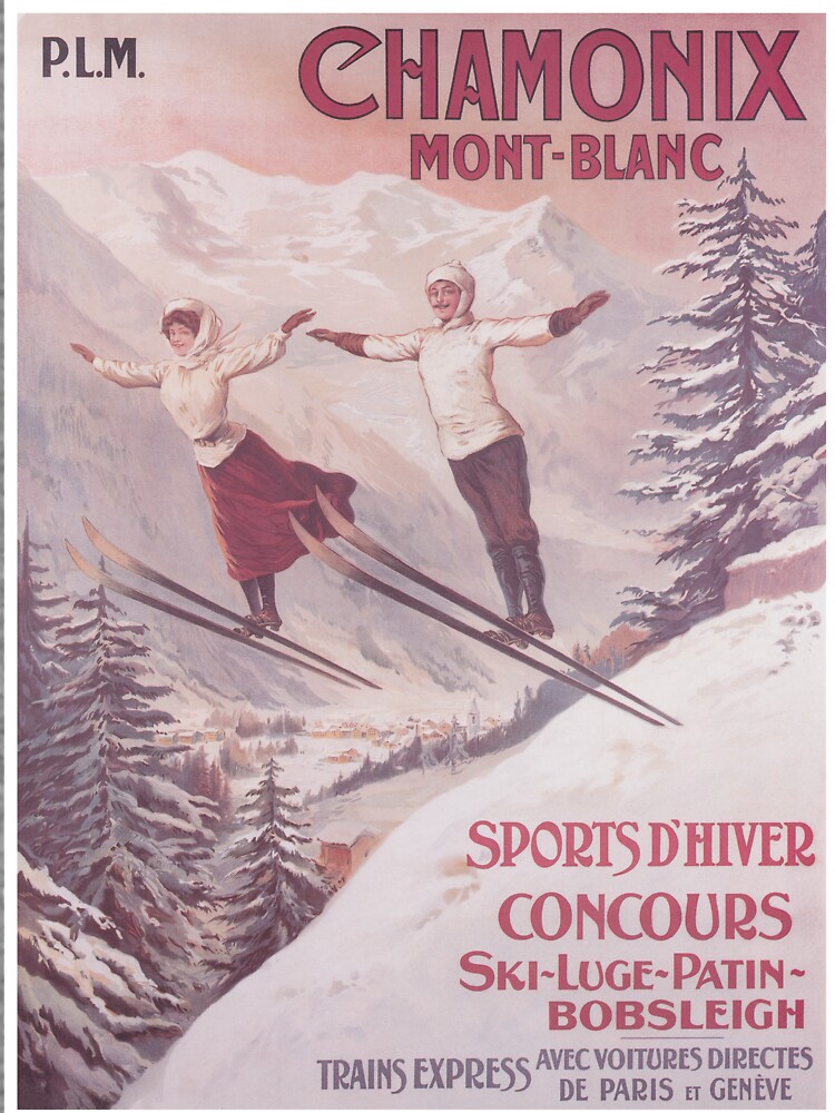 Chamonix Mont Blanc France Vintage Ski Poster Lightweight Sweatshirt By Vintagevivian Redbubble