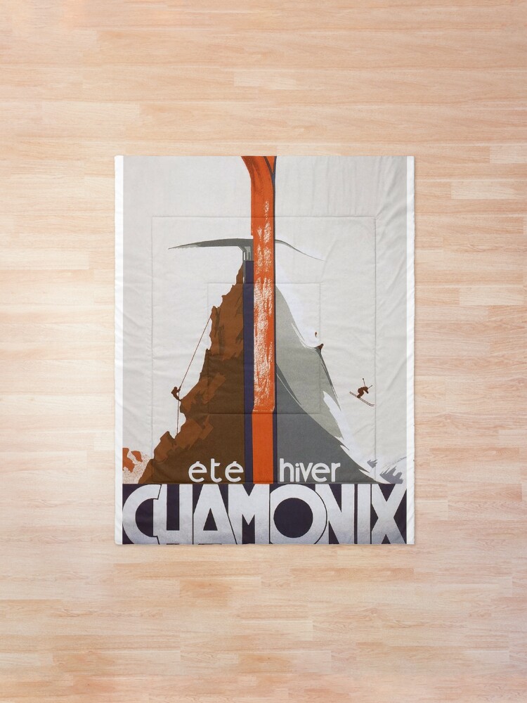 Alternate view of Chamonix, Mont Blanc, France, Vintage Ski Poster Comforter