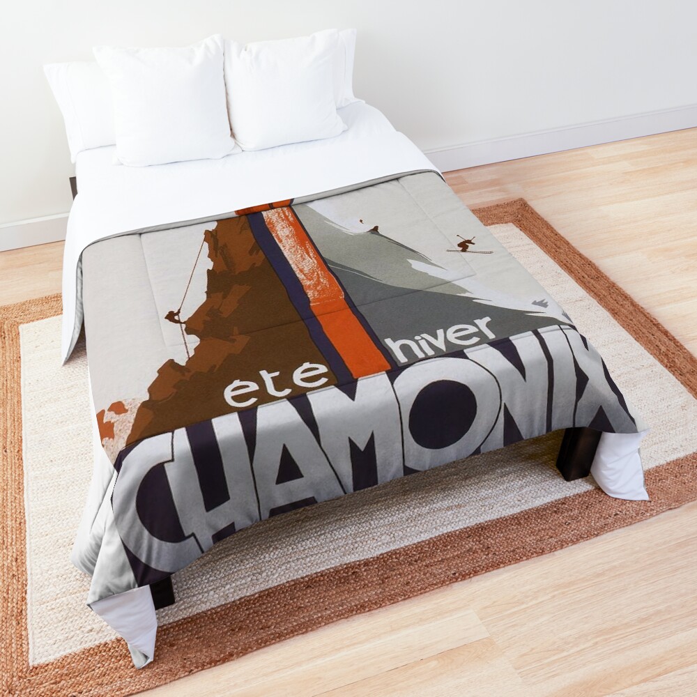 Chamonix, Mont Blanc, France, Vintage Ski Poster Comforter