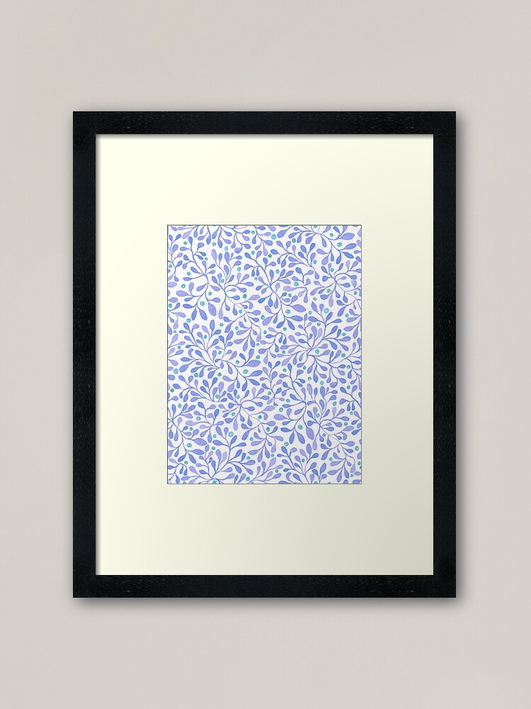 Alternate view of Blue Leafy Magic Watercolor Framed Art Print