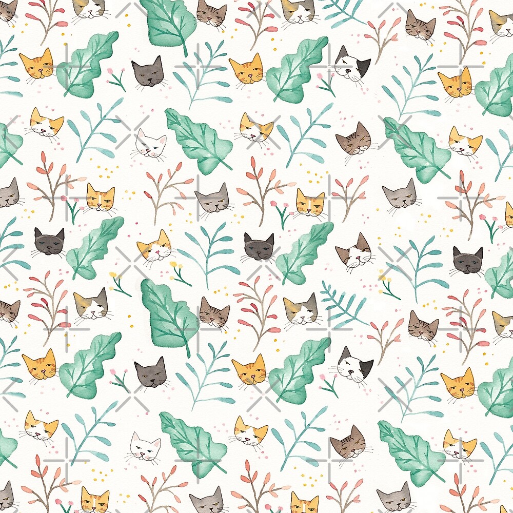 Leaf Me Alone Cat Pattern by kilkennycat