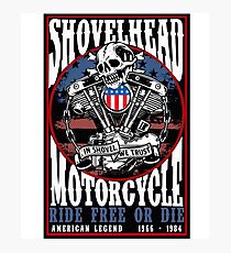 Classic Vintage 70's Retro Shovelhead Motorcycle 1966-1984 Photographic Print