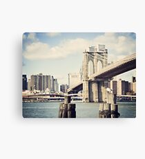 Lienzo View of Manhattan and Brooklyn Bridge