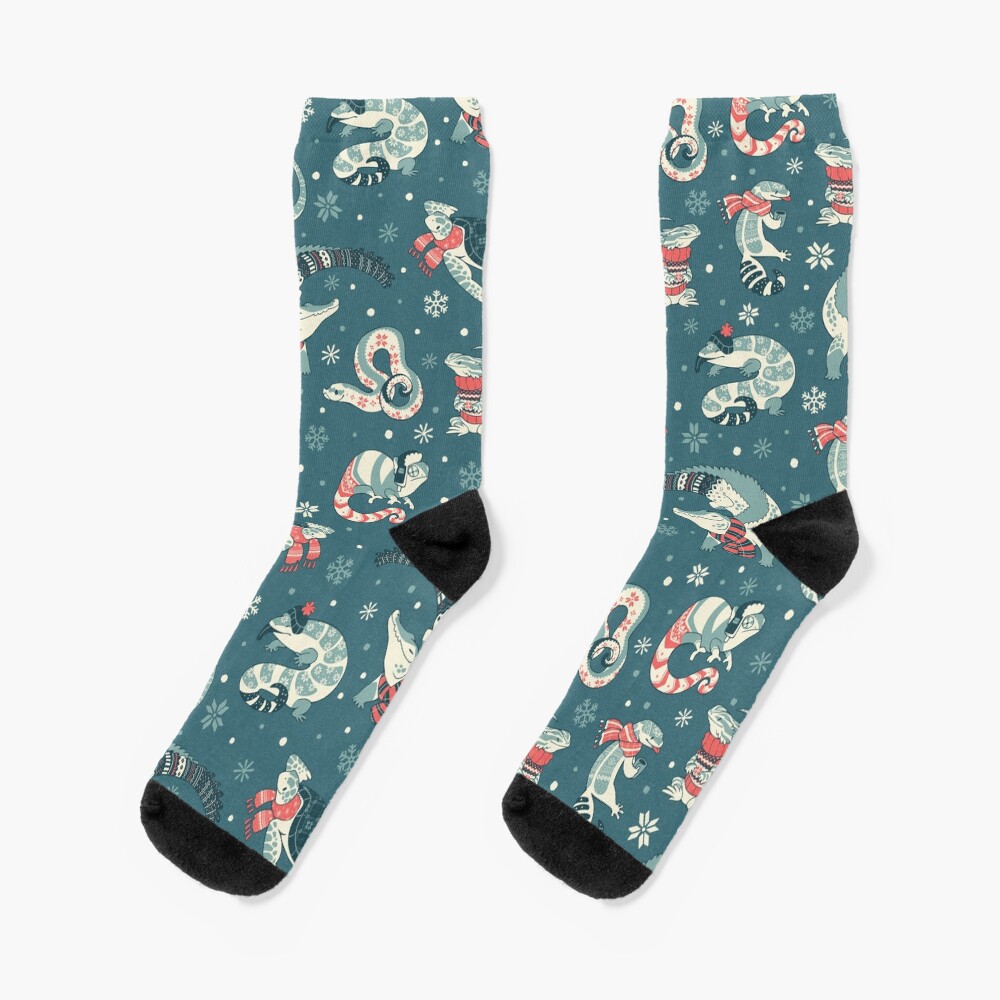 Winter herps in dark blue Socks