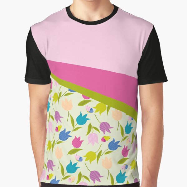 Decorative Tulips Pattern Graphic T-Shirt