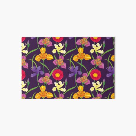 Tigridia, Iris, Daisy Pattern Art Board Print
