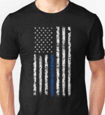 Blue Line (White) V2 Vertical Unisex T-Shirt