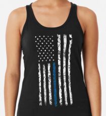 Blue Line (White) V2 Vertical Racerback Tank Top