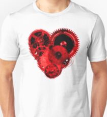 Steampunk Gears Red Heart Unisex T-Shirt