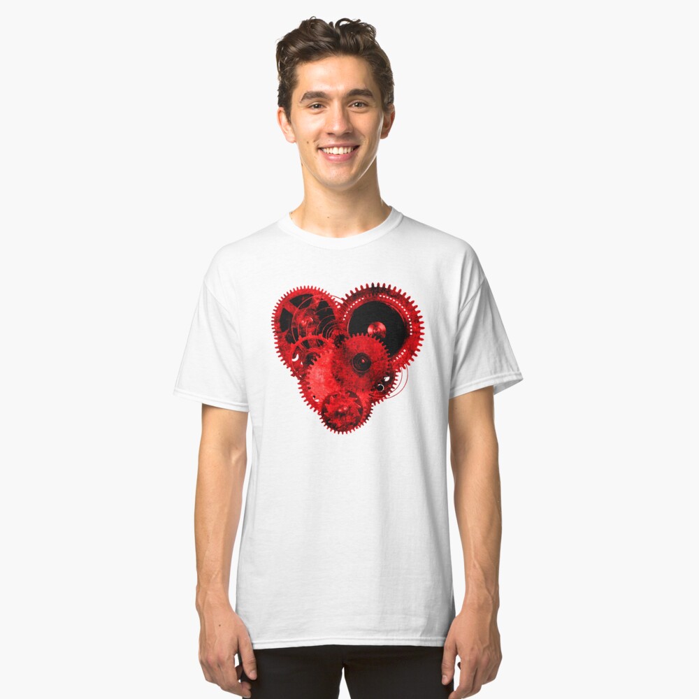Steampunk Gears Red Heart Classic T-Shirt