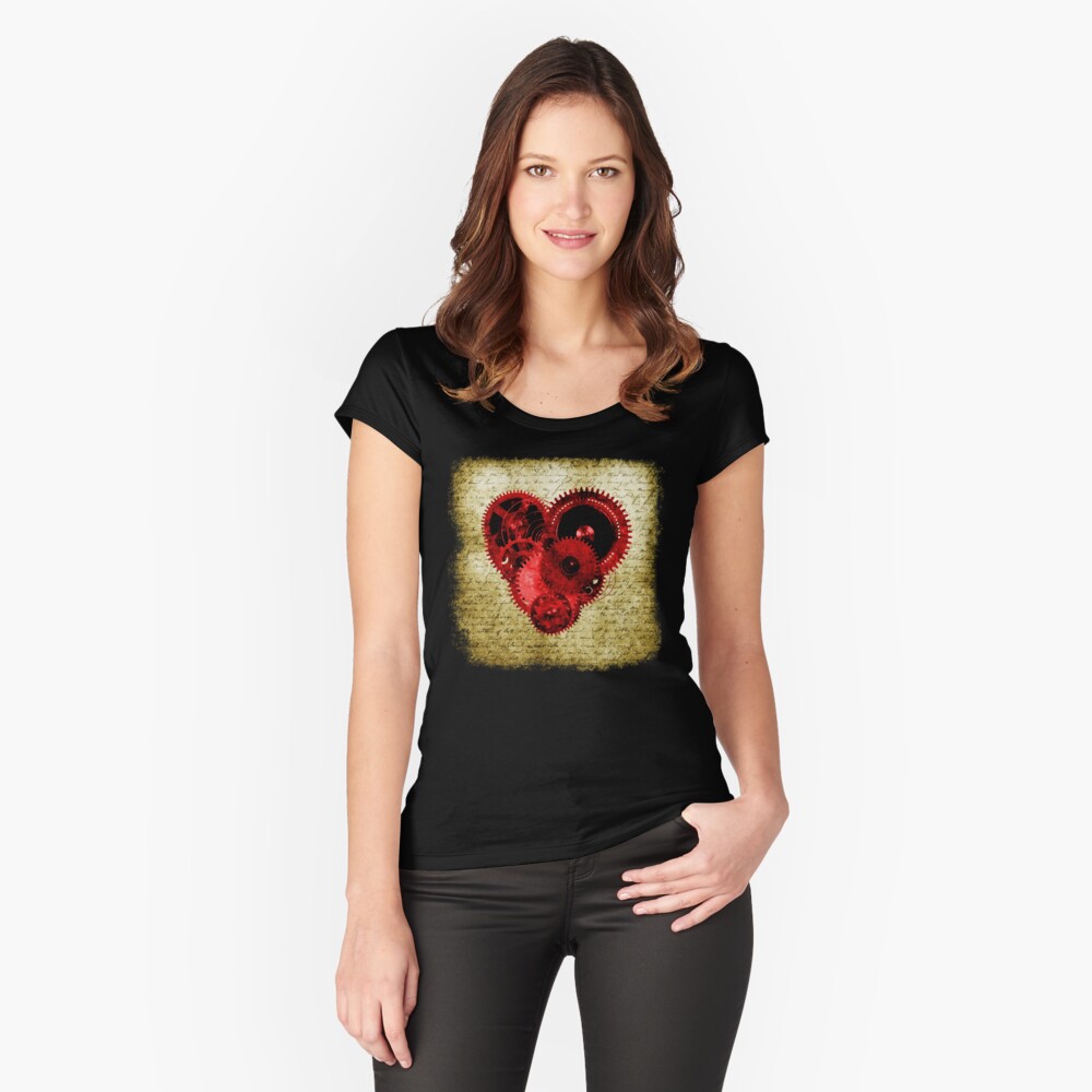 Vintage Steampunk Heart Fitted Scoop T-Shirt