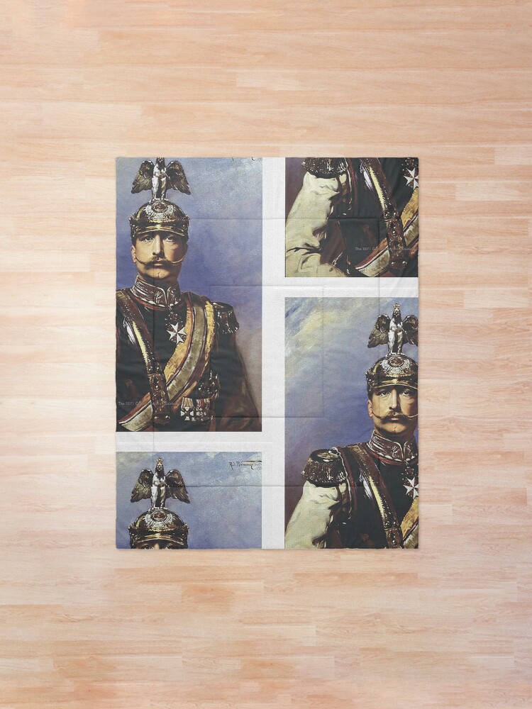 Alternate view of Kaiser Wilhelm II with Prussian Royal Guards helmet Comforter