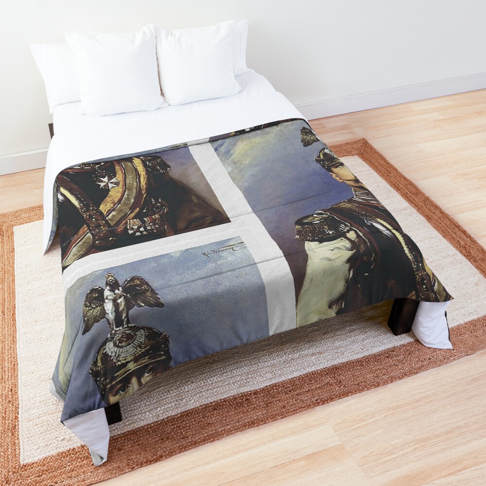 Kaiser Wilhelm II with Prussian Royal Guards helmet Comforter