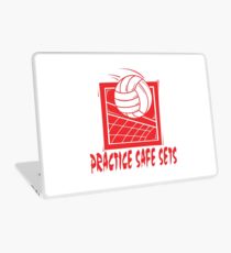 Funny Volleyball "Practice Safe Sets" Laptop Skin