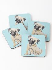 Pug Dog Illustration Coasters