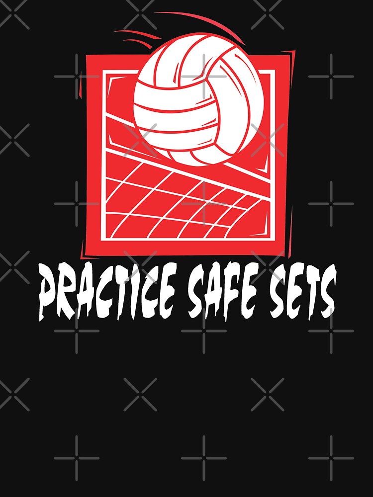 "Funny Volleyball "Practice Safe Sets" Dark" Tshirt by SportsTShirts
