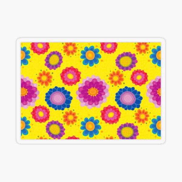 Yellow Floral Pattern Transparent Sticker