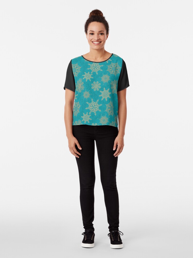 Alternate view of Golden Snowflakes Chiffon Top