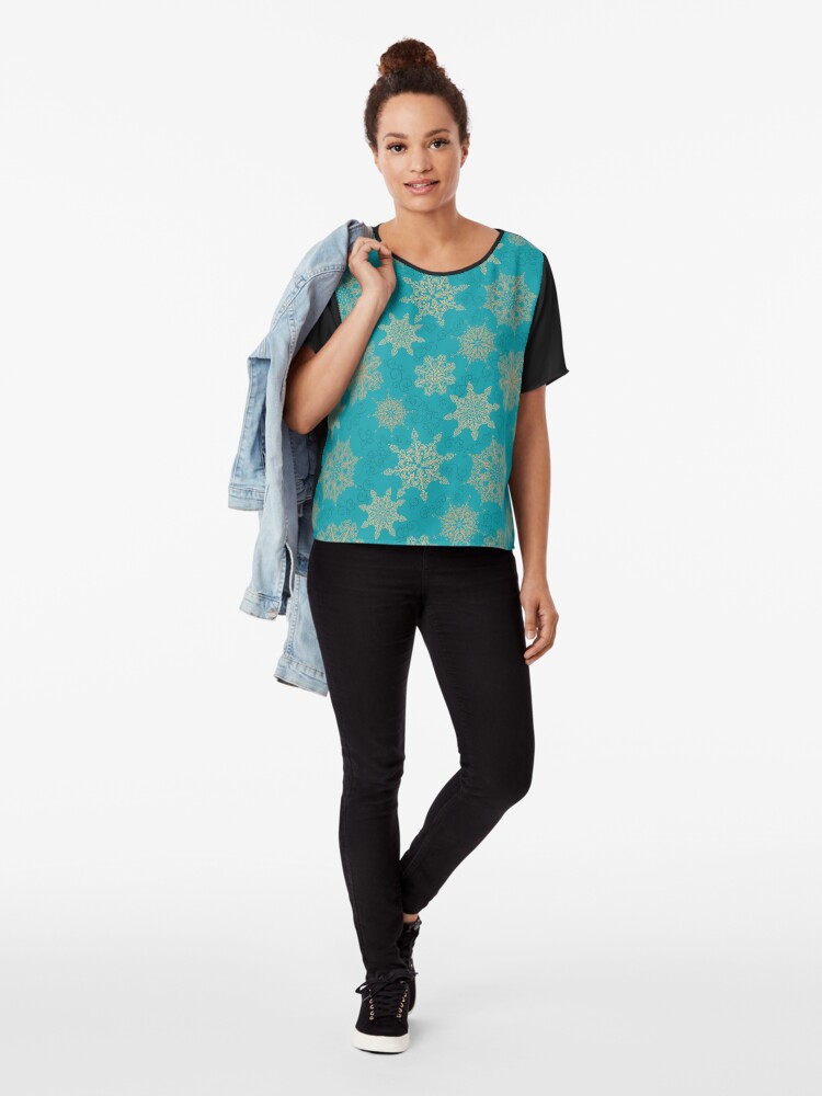 Alternate view of Golden Snowflakes Chiffon Top