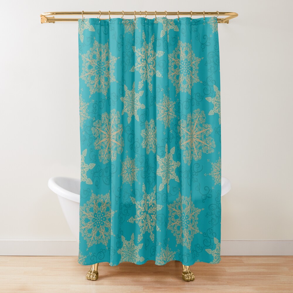 Golden Snowflakes Shower Curtain
