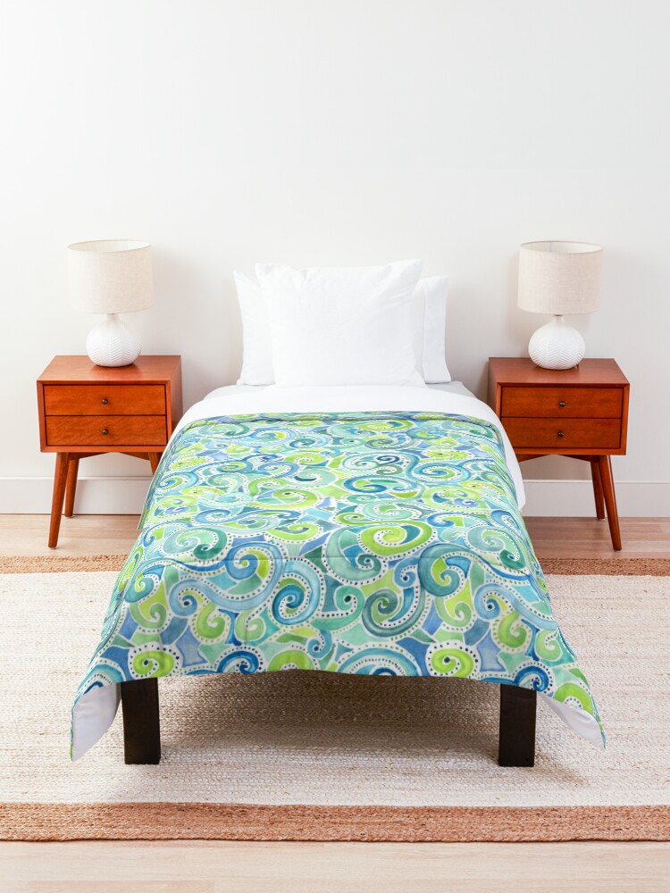 Alternate view of Swirly Spiral Watercolor Comforter