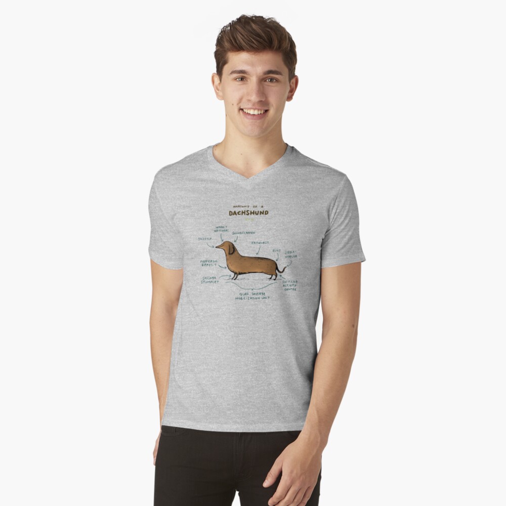 Anatomy of a Dachshund V-Neck T-Shirt