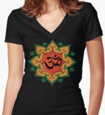 Om India, Hindu, Hinduism Women's Fitted V-Neck T-Shirt