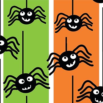 Artwork thumbnail,  Halloween Spiders Dangling Orange and Green by creativinchi