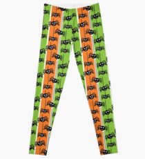Halloween Spiders Dangling Orange and Green Leggings