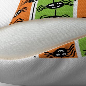 Alternate view of Halloween Spiders Dangling Orange and Green Floor Pillow