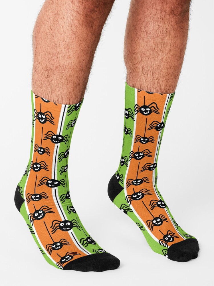 Alternate view of Halloween Spiders Dangling Orange and Green Socks