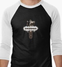 DRUMMER Bass Pedal Kick Drum Kit Drumming Percussion Design by DrumJunkie Baseball ¾ Sleeve T-Shirt